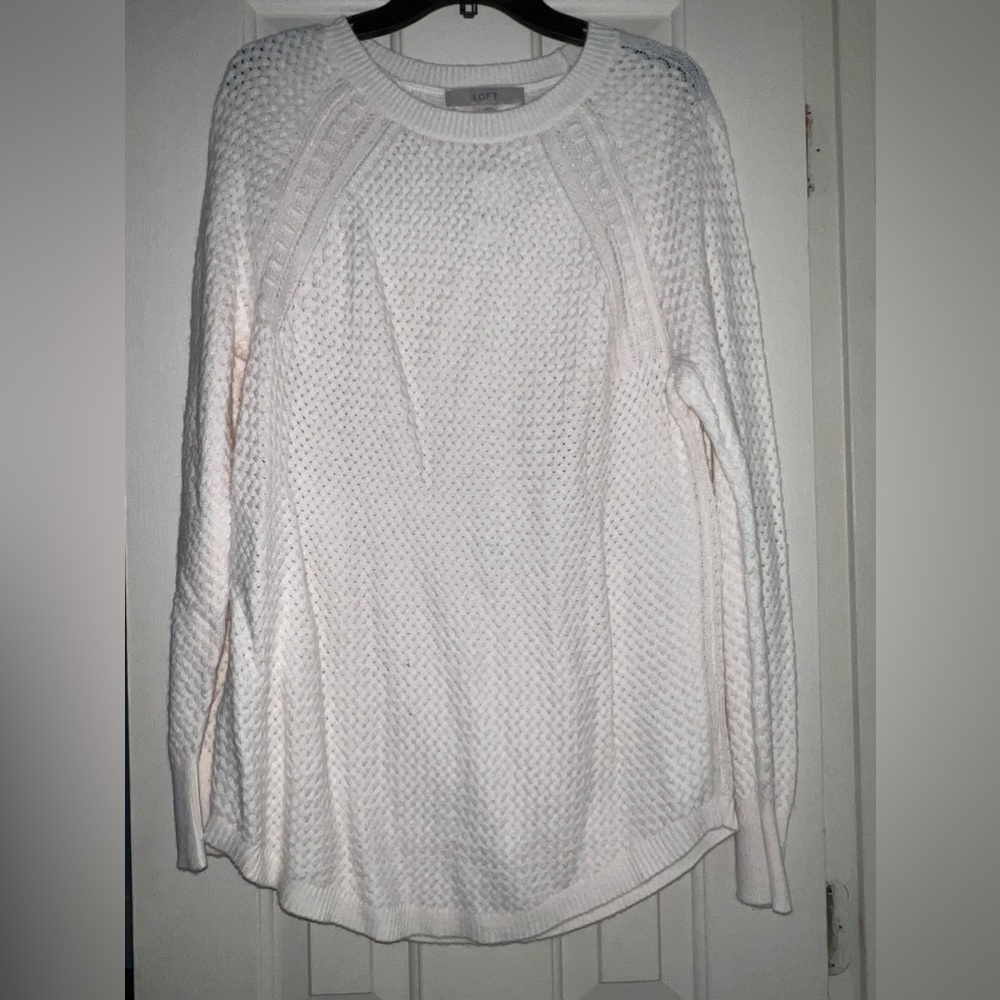 White long sleeve sweater. Brand: Loft size L